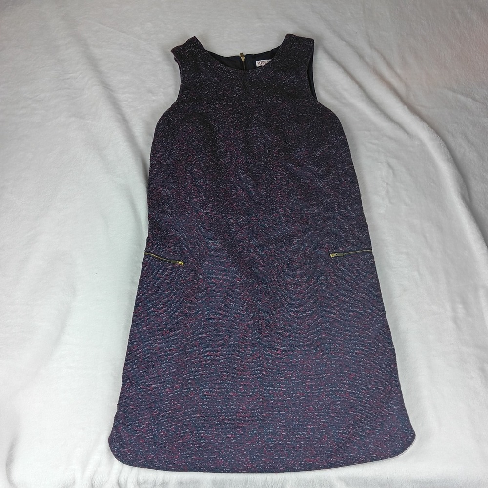 Merona Tank Dress Women's S/P Purple Blue Textured Zipped Pockets Sleeveless